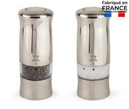 Moulins a sel et a poivre electriques Duo Zeli Chrome mat 14 cm